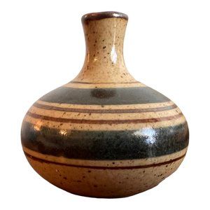 Vintage ARDCO Small Vase Stoneware With Stripes Made in Japan 3 in